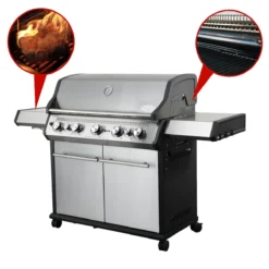 SANTOS S-518 Mit Seiten- & Heckbrenner, Edelstahl Inkl. Drehspieß, Rostheber & Silikonablage & Graviertes ZWILLING Pro Messer -Napoleon Verkaufsgeschäft 0995ddb8e95aea32df12a148fb3f8cac